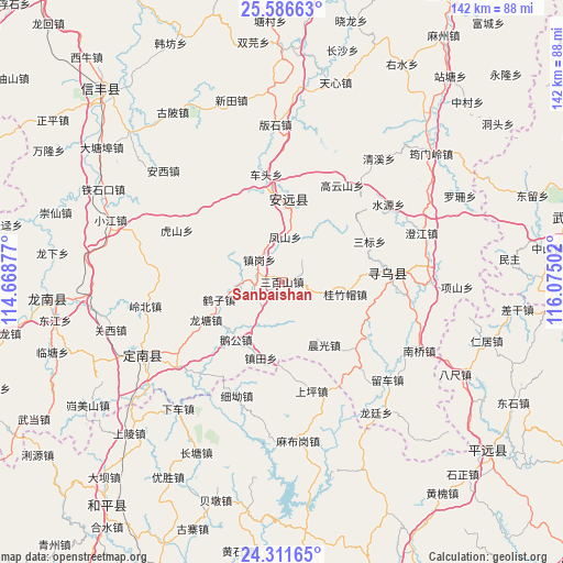 Sanbaishan on map