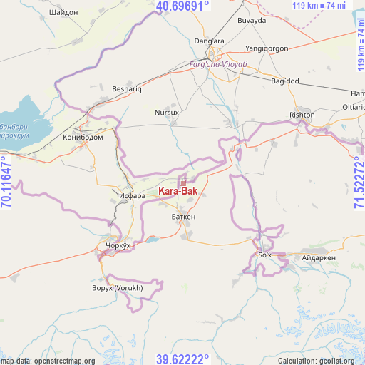 Kara-Bak on map