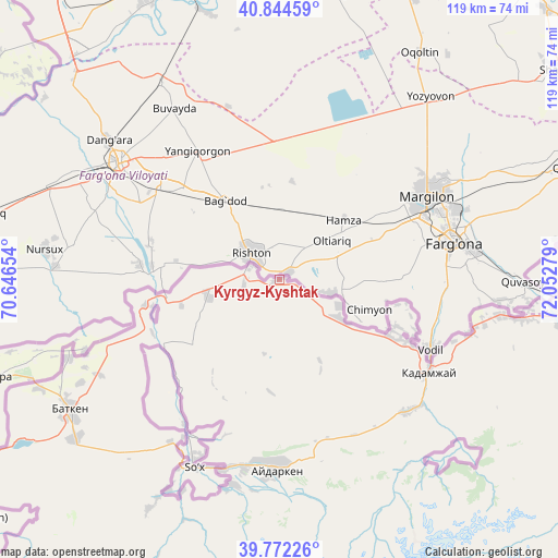 Kyrgyz-Kyshtak on map