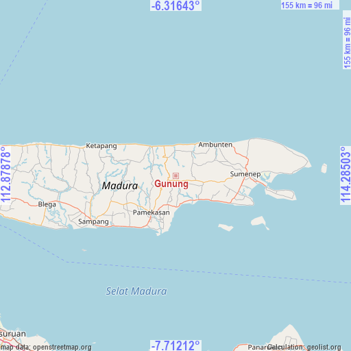 Gunung on map