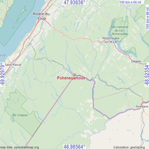 Pohénégamook on map