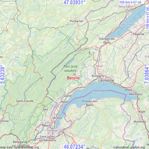 Berolle on map