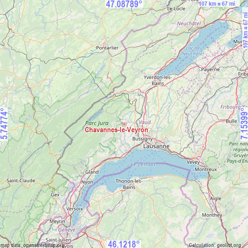 Chavannes-le-Veyron on map