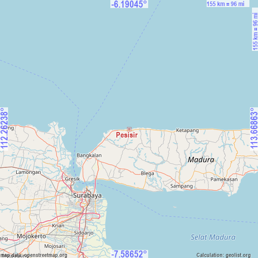 Pesisir on map