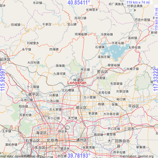 Longshan on map