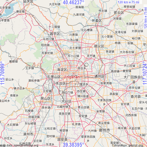 Jingshan on map