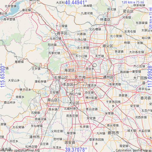 Jinrongjie on map