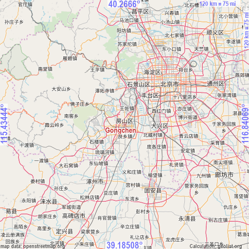 Gongchen on map