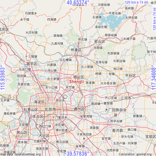 Shengli on map