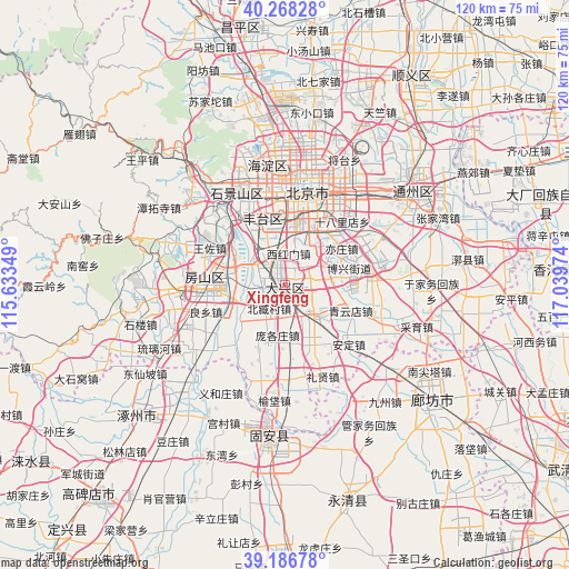 Xingfeng on map