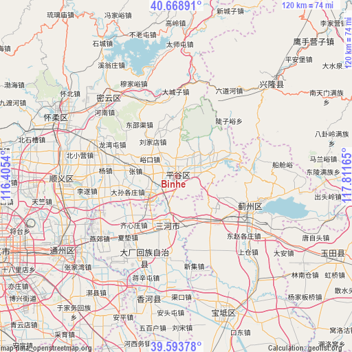 Binhe on map