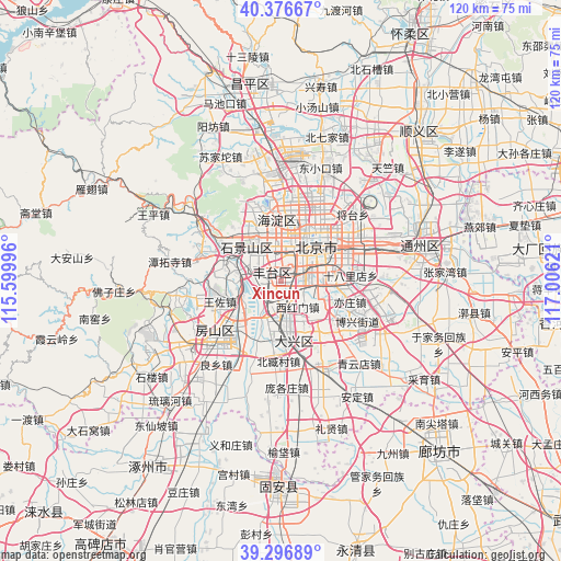 Xincun on map