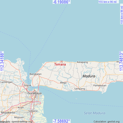 Temana on map