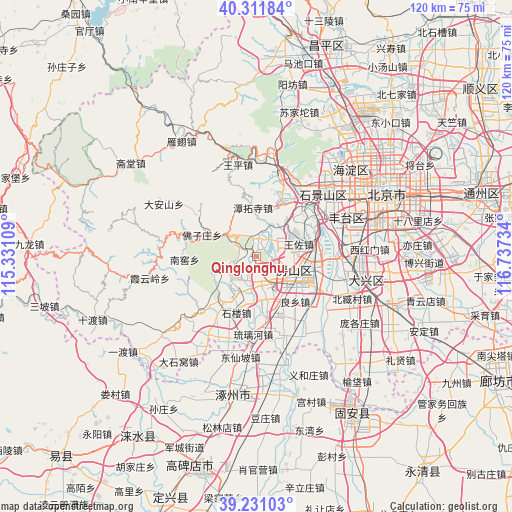 Qinglonghu on map