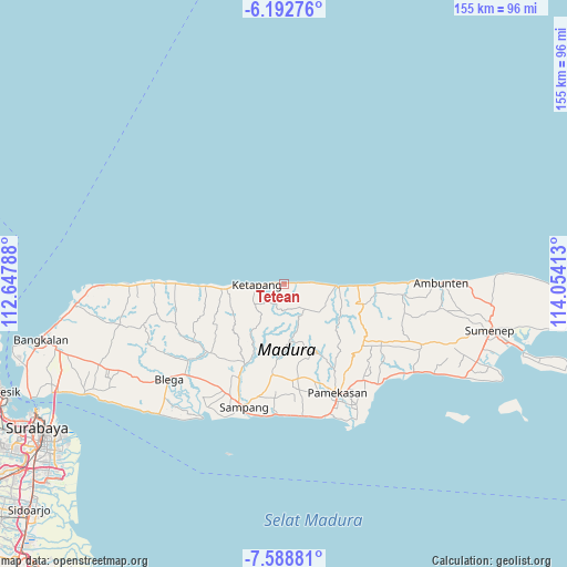 Tetean on map