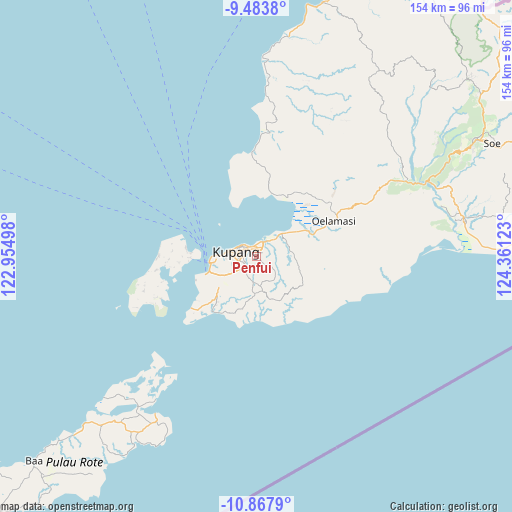 Penfui on map