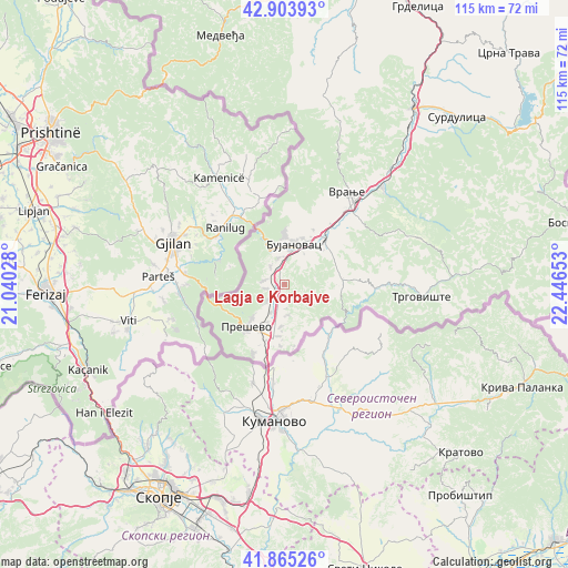 Lagja e Korbajve on map