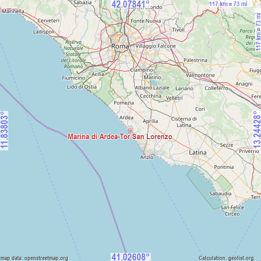 Marina di Ardea-Tor San Lorenzo on map