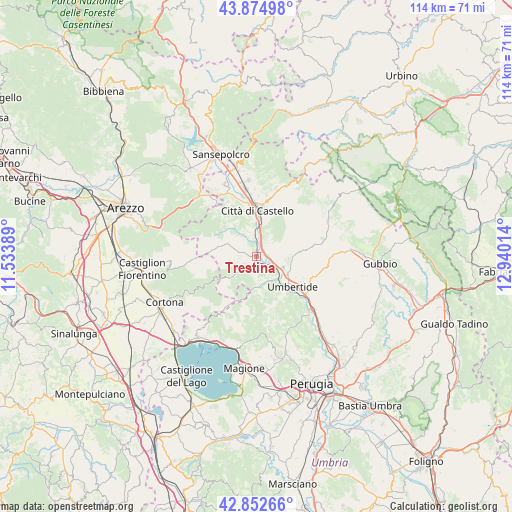 Trestina on map