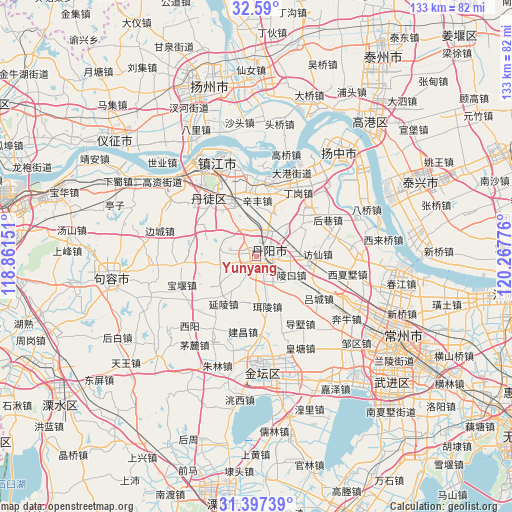 Yunyang on map