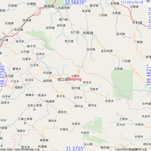 Beiping on map