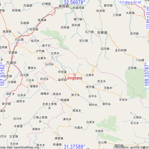 Longtian on map