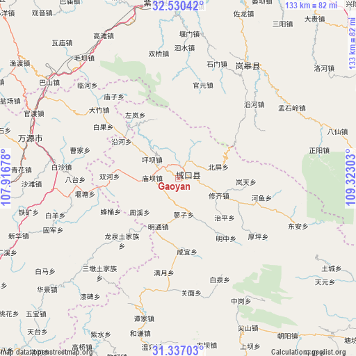 Gaoyan on map