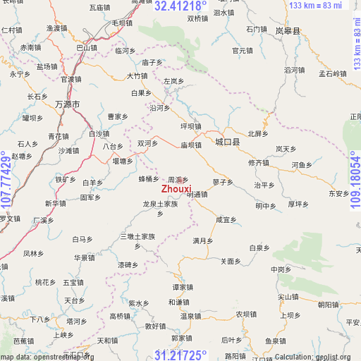 Zhouxi on map