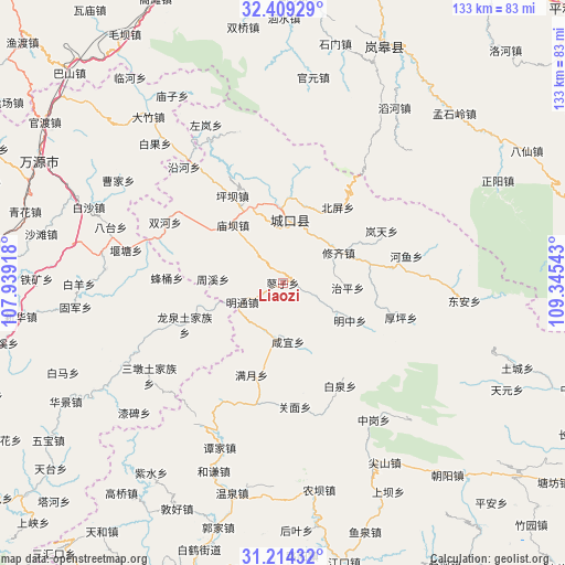 Liaozi on map