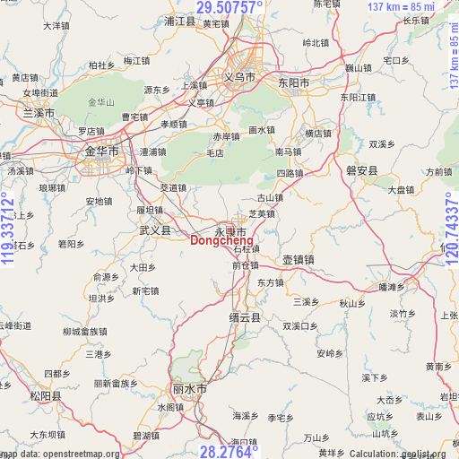 Dongcheng on map