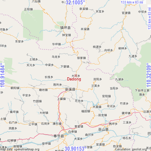 Dadong on map