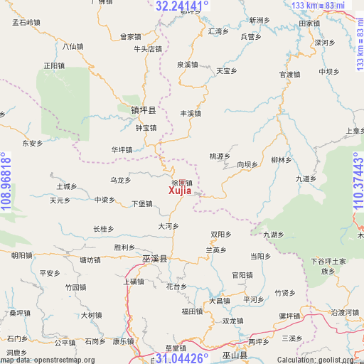 Xujia on map