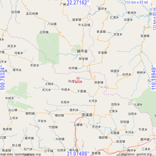 Yulin on map