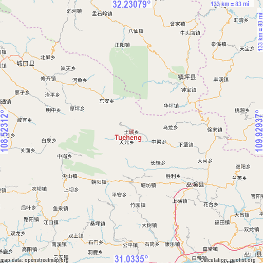 Tucheng on map