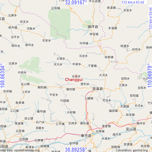Changgui on map