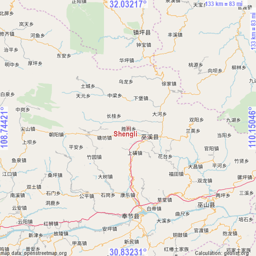 Shengli on map