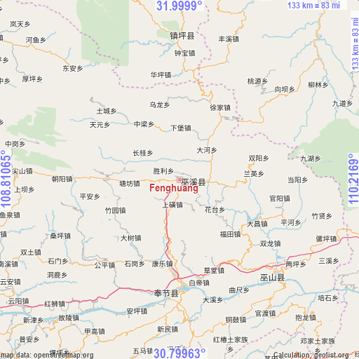 Fenghuang on map