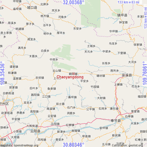 Chaoyangdong on map