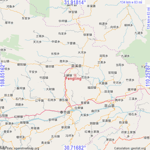 Fengling on map