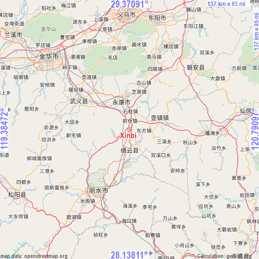 Xinbi on map