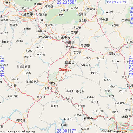 Dongdu on map