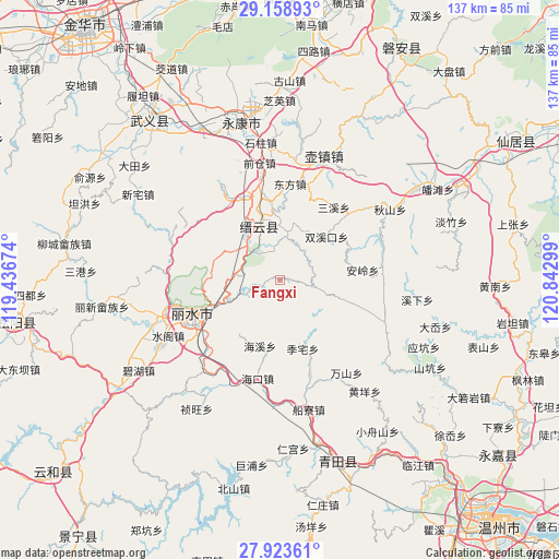 Fangxi on map