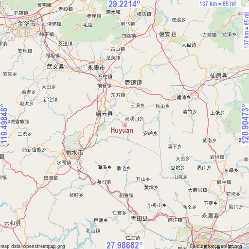 Huyuan on map