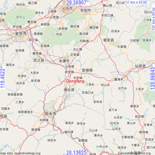 Dongfang on map