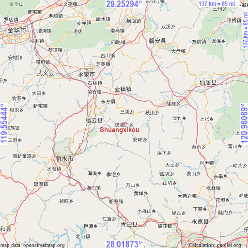 Shuangxikou on map