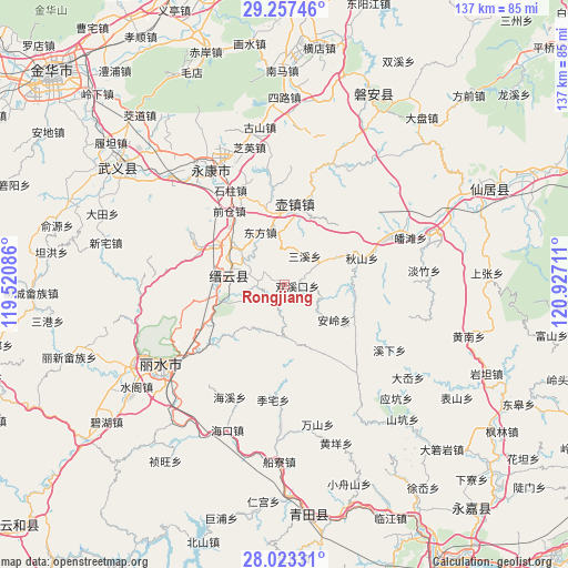 Rongjiang on map