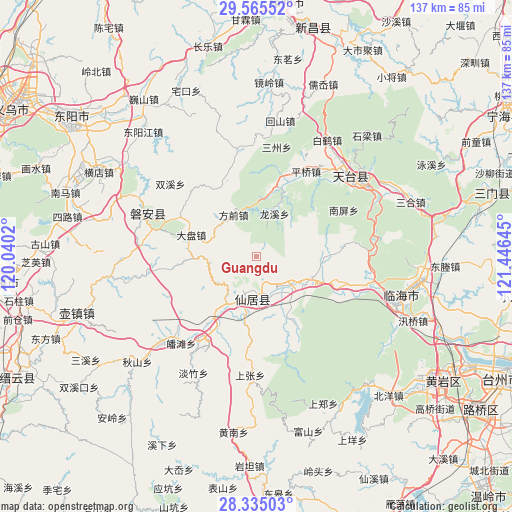 Guangdu on map