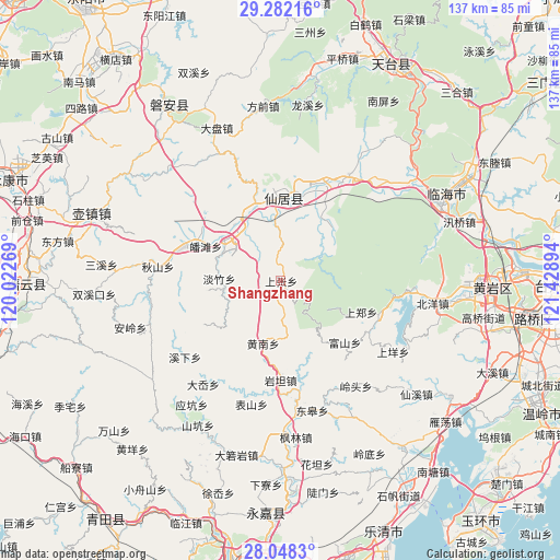 Shangzhang on map