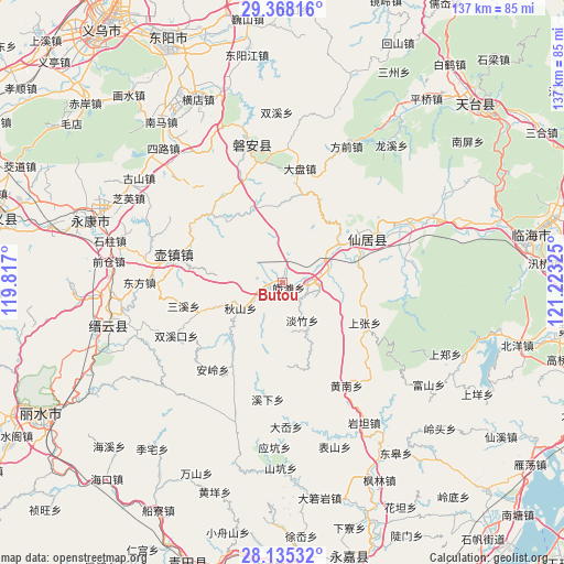 Butou on map