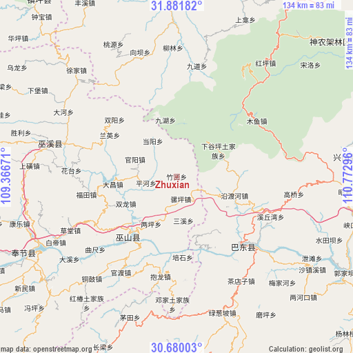 Zhuxian on map